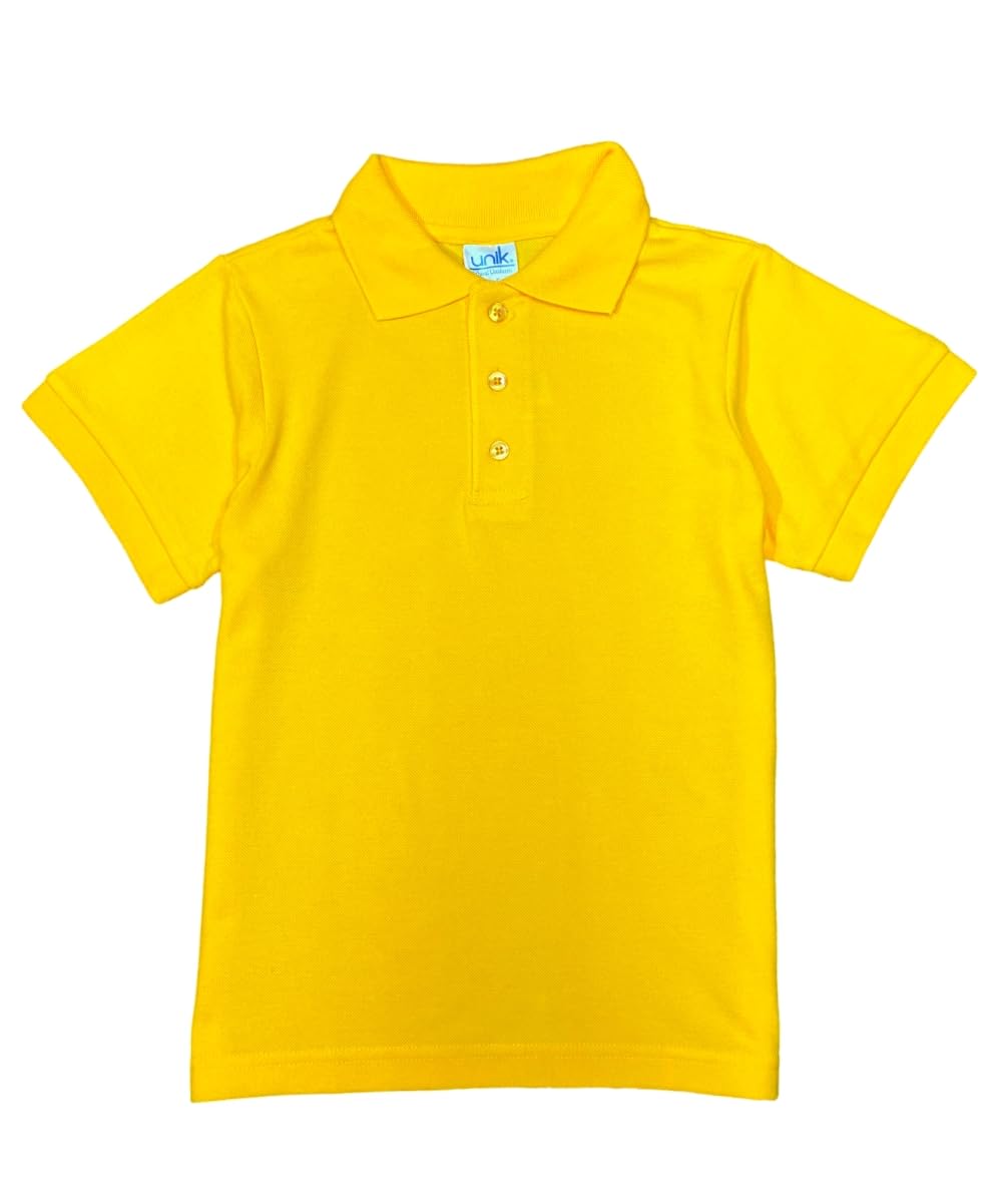 unik Boy's Premium Quality Pique Polo Uniform Shirt Short Sleeve White Sky Blue Navy Hunter Green Burgundy Black Red