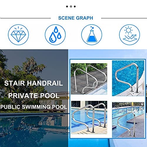 Baranda para piscina de acero inoxidable 304 80x27x80 cm miniatura 2