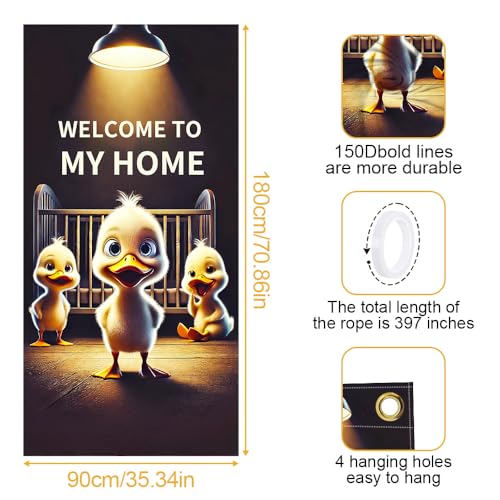 Image of Cute Duckling Welcome Door Cover 35x71in Funny Baby Duck