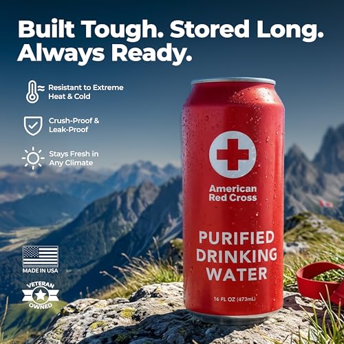 Image of American Red Cross Licensed Emergency Canned Water by Aqua Emergency - Full Pallet (144 Cases /1,728 Cans) - 16 fl oz, 50-Year Shelf Life, Hermetically Sealed Aluminum Cans, BPA-Free, Purified Water by Reverse Osmosis, Emergency & Everyday Preparedness