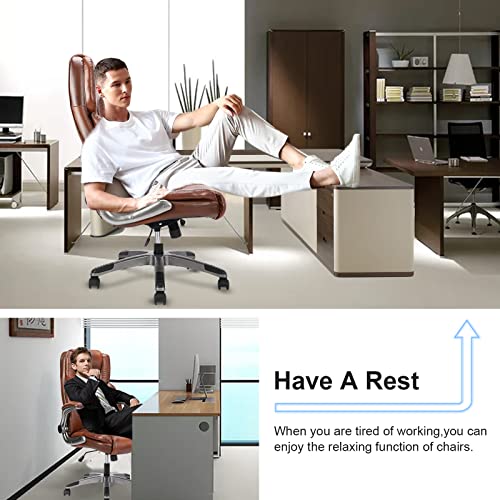 Reficcer Executive Home Office Chairs, Ergonomic High Back Swivel Computer Desk Chairs With Flip Up Arms And Height Adjustment, Office Task Desk Chair Swivel Home Comfort Chairs (9301 Brown) #TOP3
