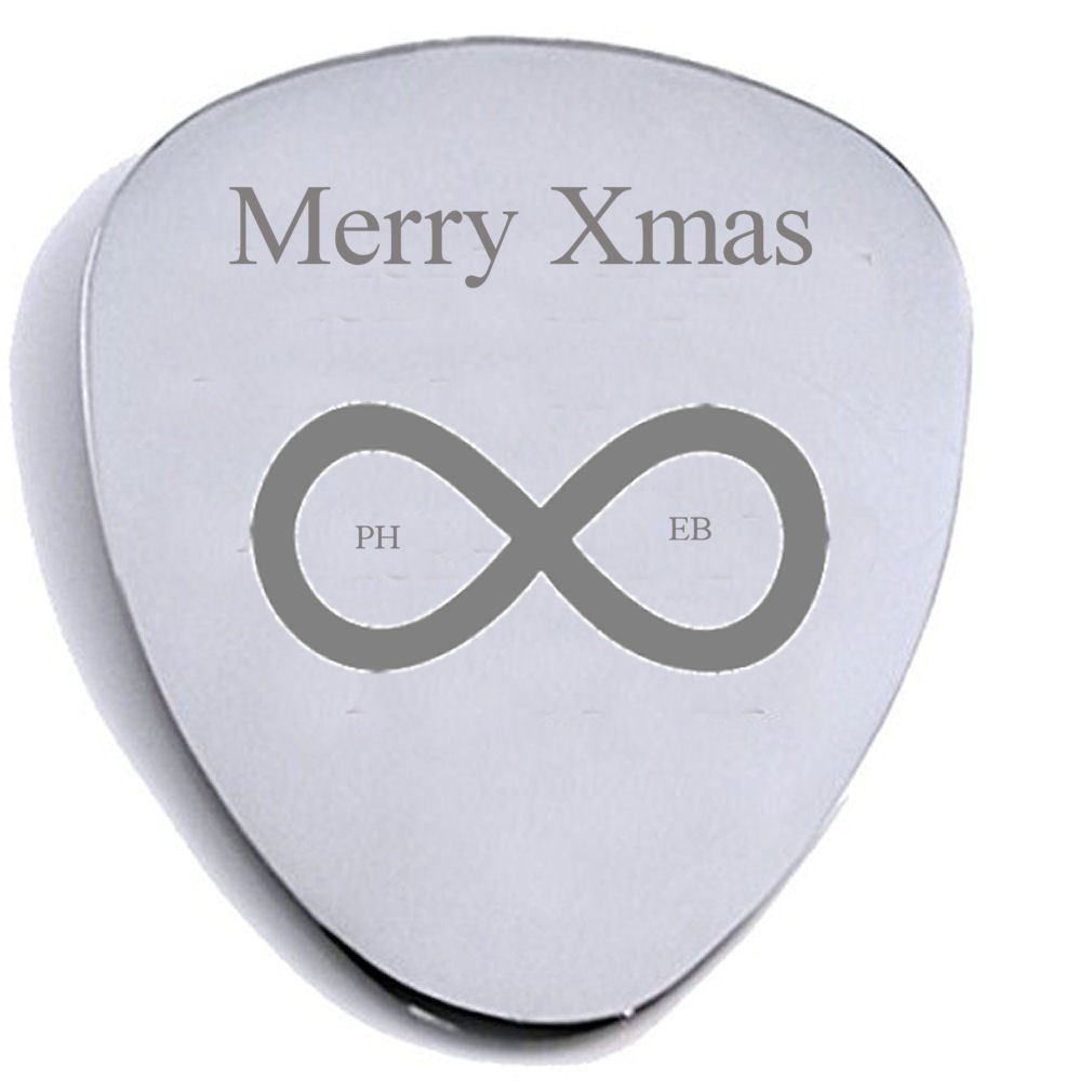 Plektrum für Gitarre, von Hand graviert, Plektrum mit Tasche ONE Infinity Lovers Initials
