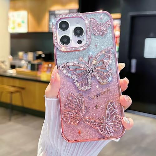 Coque iPhone 16 Pro Max esthétique pour filles housse brillante rose