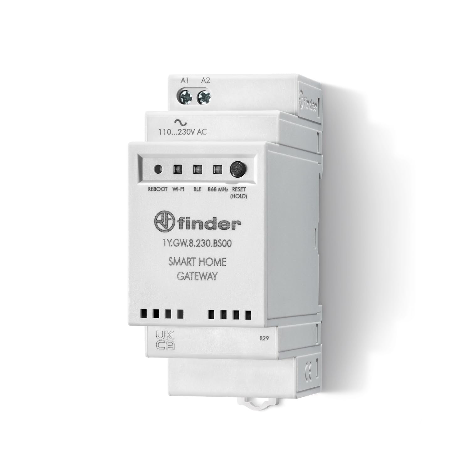 Finder Gateway modulare 230V Tipo 1Y.GW. Per comandare da remoto il tuo impianto YESLY e i tuoi dispositivi BLISS ovunque ti trovi nel mondo. Controllabile con App Finder YOU e Assistenti Vocali