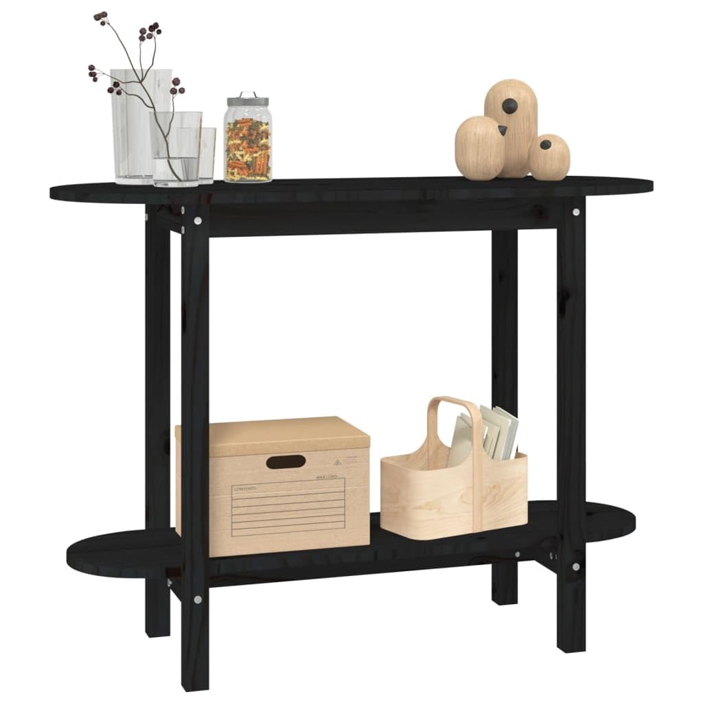 Console D'Entrée Blanc Bois Pin Massif 80x40x75cm - Table Haute Salon Avec Étagère Higsose