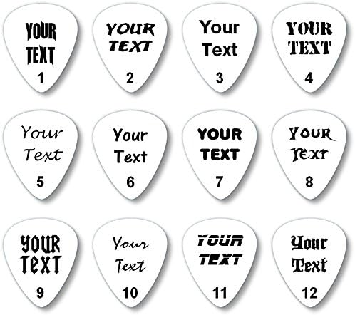 12 x custom guitar picks, plectrums personalised with your name