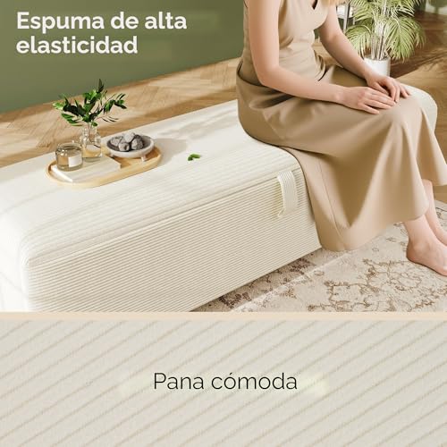 Miniatura 6 de Kebnor Banco Con Almacenamiento, Banco Tapizado Con Espacio De Almacenamiento Hidráulico, Caja De Almacenamiento, Adecuado Para Dormitorio, Sala De Estar Y Pasillo, Aspecto De Corduroy Beige. Banco