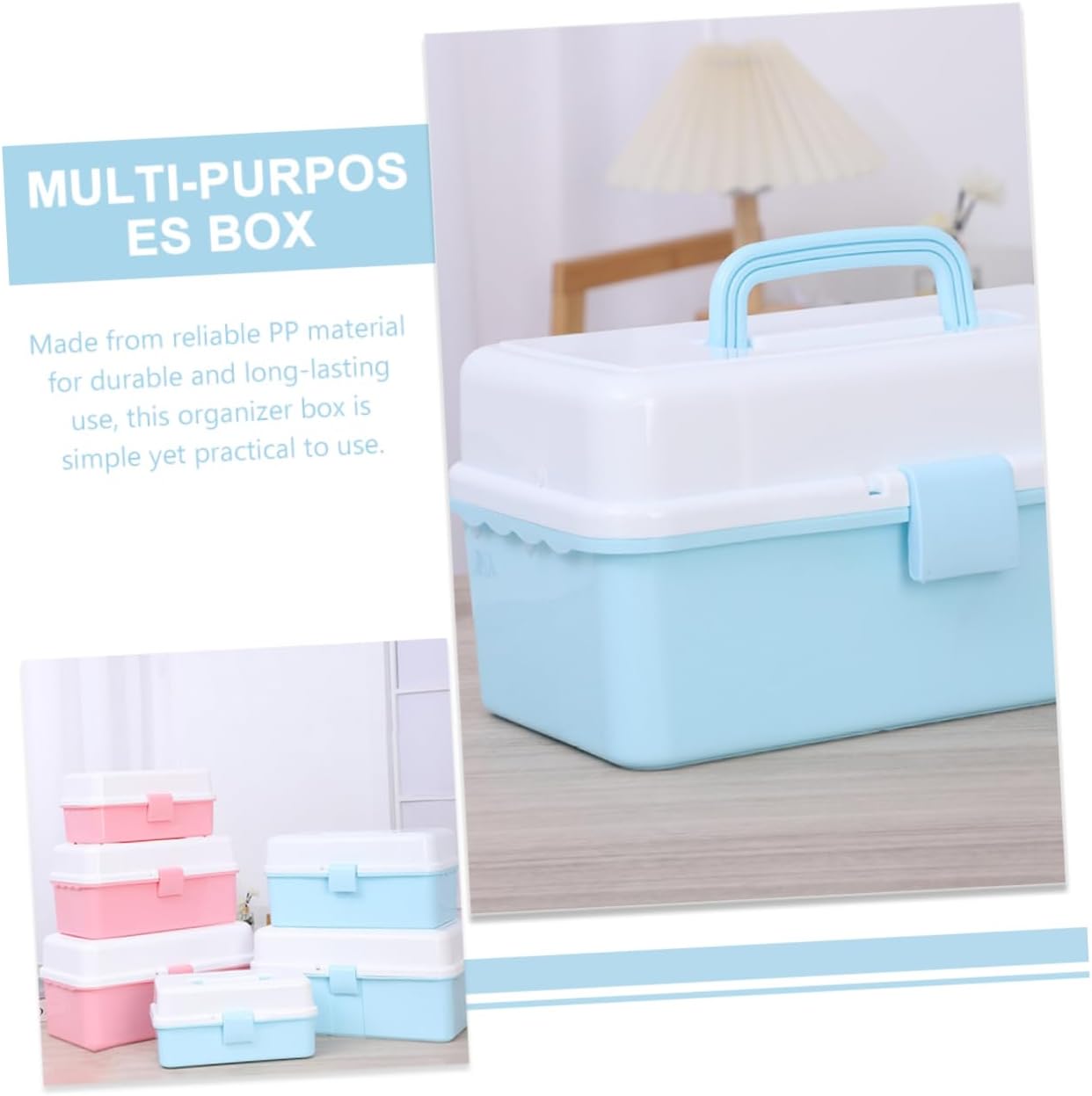 CHILDWEET 3-Layer Tool Storage Box Multifunctional Craft Organizer Case for Painting Supplies Sturdy Plastic Design for Home Office and Travel