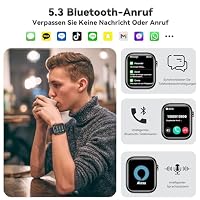 Smartwatch Damen Herren, 1.83" HD Fitness Tracker mit Schrittzähler/Blutdruckmessung/Pulsuhren/Telefonfunktion, Schlaftracker, 120+ Sportmodi, IP68 Wasserdicht Fitnessuhr&Sportuhr für Iphone Android – Ansicht 2