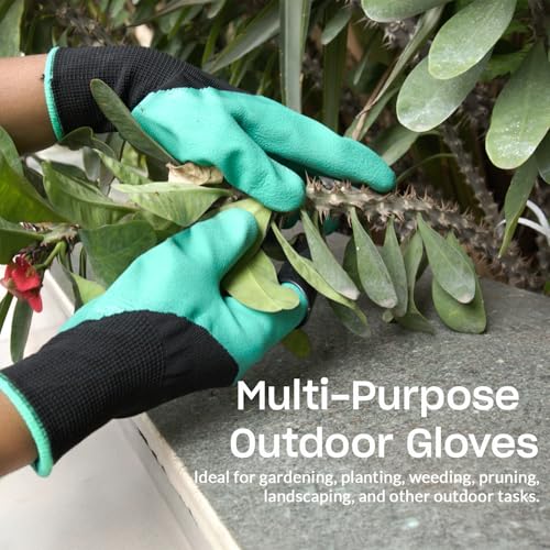 Image of TrustBasket Gardening Gloves - Ergonomically Designed, Breathable Material, Crinkle Finish for Superior Grip, Polyester Cotton Seamless Liner, Heavy Duty Hand Gloves - Green & Black