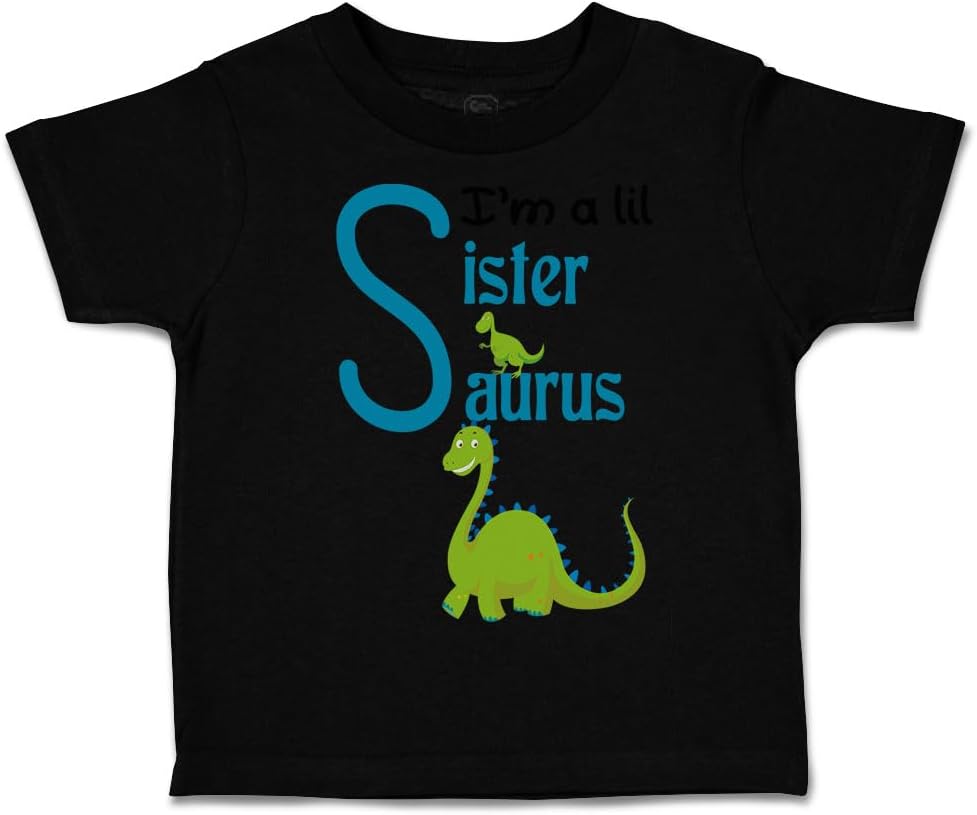 Toddler T-Shirt Green Dinosaur Dino Little Sister Saurus Cute Dino Clothes