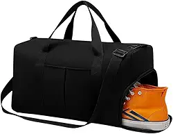 Bolsa Mala de Viagem Super Grande 40L – Poliéster Resistente, 5 Compartimentos com Zíper, Bolso Impermeável, Alças Removíveis, Transversal Unissex (Preto)