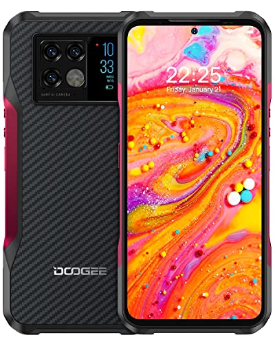 5G Phones Unlocked DOOGEE V20 8GB+256GB 64MP+20MP Night Vision Camera Rugged Smartphone 33W Fast Charge 6000mAh Cell Phone Unlocked Android 11Dual SIM 6.43" IP68 Waterproof Smartphone NFC (Red)