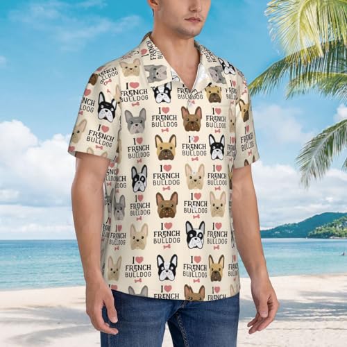 Chemise hawaïenne homme imprimé chien pour vacances, mariages d'été et plage