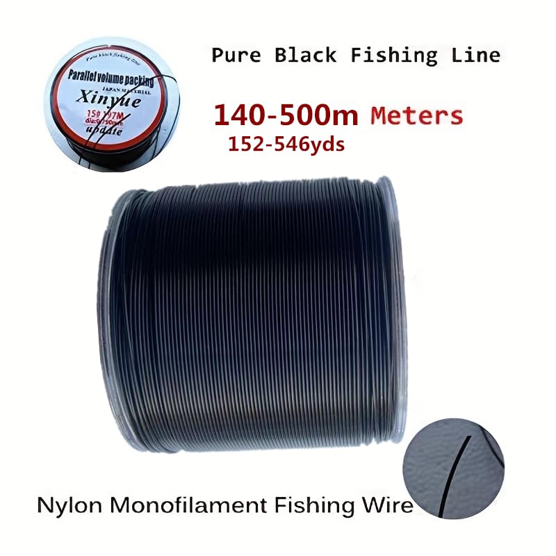 xin yue 2# All Black Core Fishing Line 546 Yards - Medium Stretch High Sensitivity Ultra High Strength Single Strand Nylon Line for Saltwater Freshwater Bait Fishing