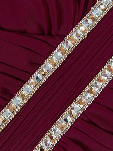 Ever-Pretty Womens Long Sleeveless V-Neck Simple Elegant Prom Dress 14 US Burgundy