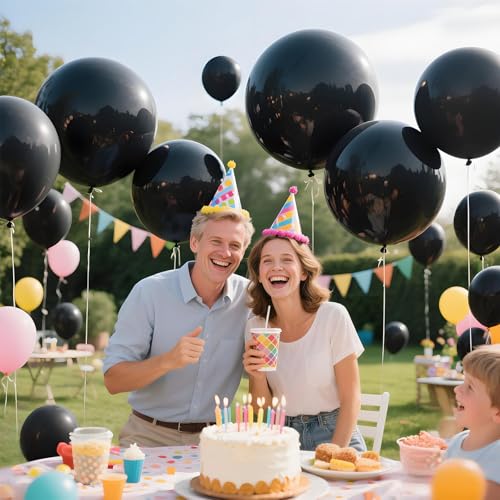 Image of Black Big Balloons 32pcs, 18 Inch Large Latex Giant Heavy Duty Balloons for Birthday Wedding Baby Shower Decorations