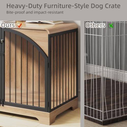 40" Farmhouse Dog Crate Furniture for Small Dogs, Decorative Pet House End Table, Wooden Dog Kennel Furniture Indoor,Oak — view 4
