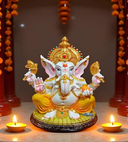 Statue Ganesh marbre multicolore 30 cm pour remplacer les décos ternes - 3