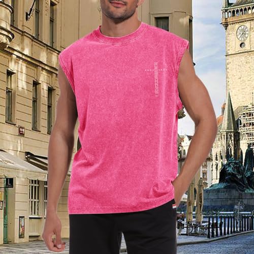 Image of Christian Gym Workout Tank Tops for Men Vintage Bible Verse Cross Graphic Sleeveless Muscle Shirts Acid Wash Tanks Top