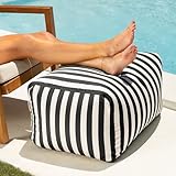 Jaxx Leon Outdoor Bean Bag Ottoman, Black & White Stripes