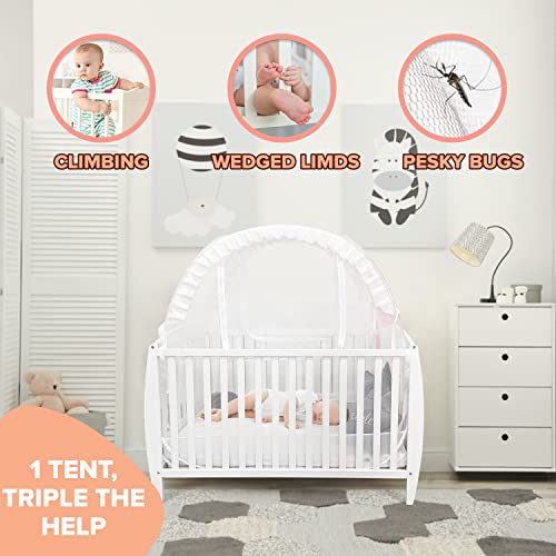 Tonic Baby Pop Up Crib Net, Baby Safety Mesh Cover Mosquito Net, Toddler Bed Canopy Netting Cover Protect Baby From Biting, Falling And Climbing Out.(51*27*55 Inch) #TOP1