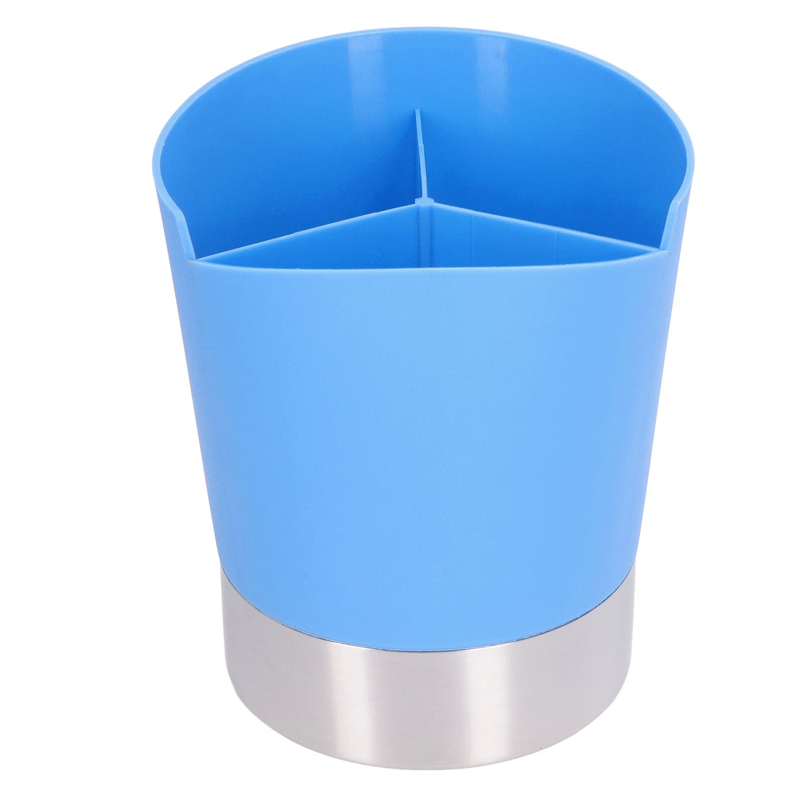 Straw Dispenser Blue Sturdy Durable 3 Compartments Stable Wide Application Straw Holder for Home Bar Restaurant Premium Plastic Stainless Steel Compact Size