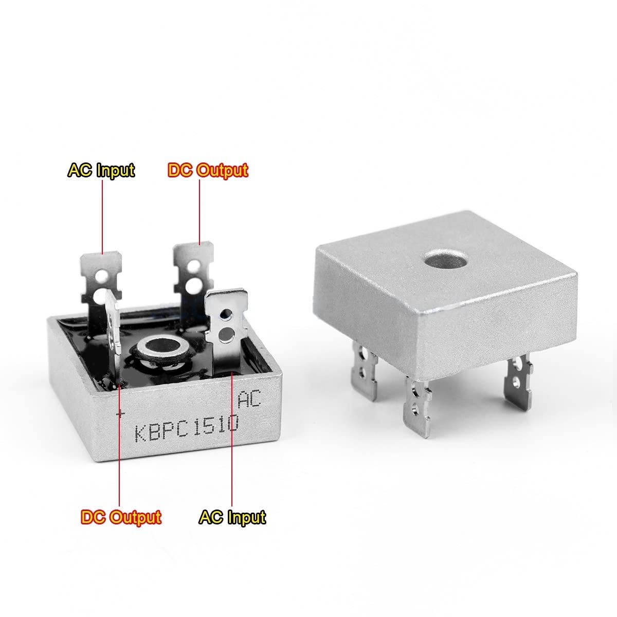 Diodo raddrizzatore a ponte, KBPC1510 15A 1000V Diodi elettronici al silicio, 4 pin (Size : 10Pcs)