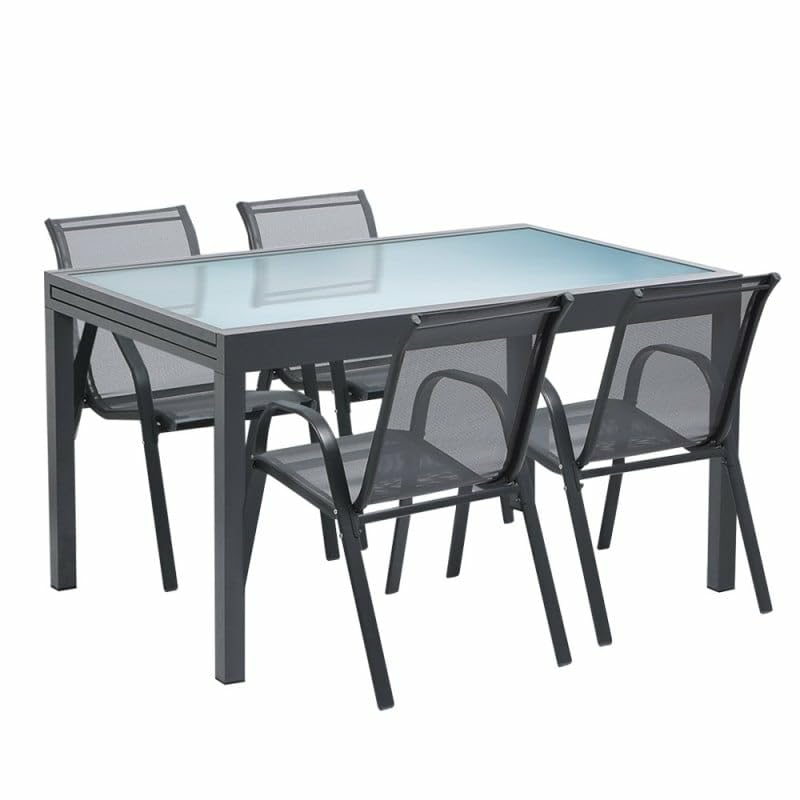 Mesa de jardín Extensible de Vidrio con 4 sillas