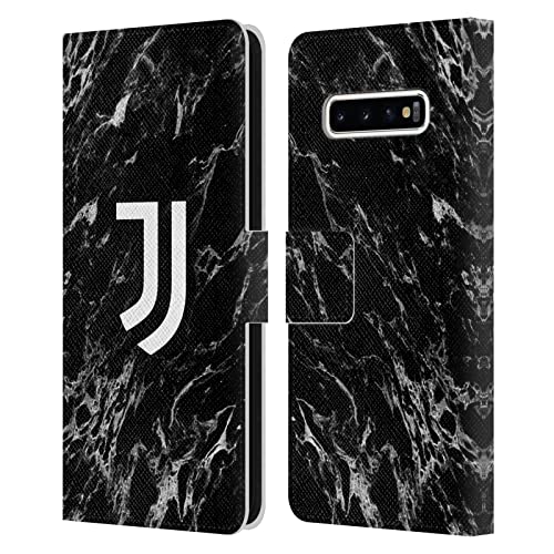 Head Case Designs Officially Licensed Juventus Football Club Black Marble Leather Wallet Case Compatible with Samsung Galaxy S10+ / S10 Plus