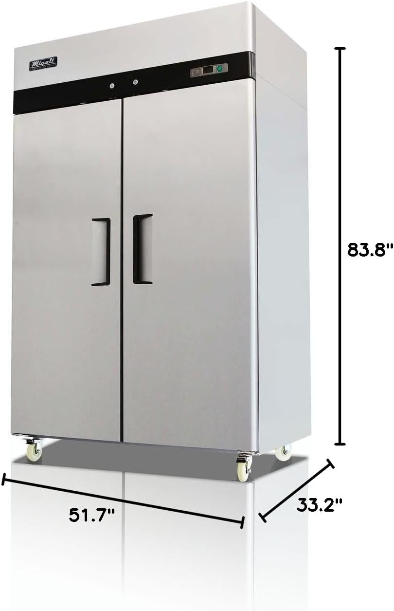 Migali C-2R 52" Competitor Series Reach-In Refrigerator with 49 cu. ft. Capacity Solid Doors 115 Volts 6 Shelves and Top Mounted Compressor in Stainless