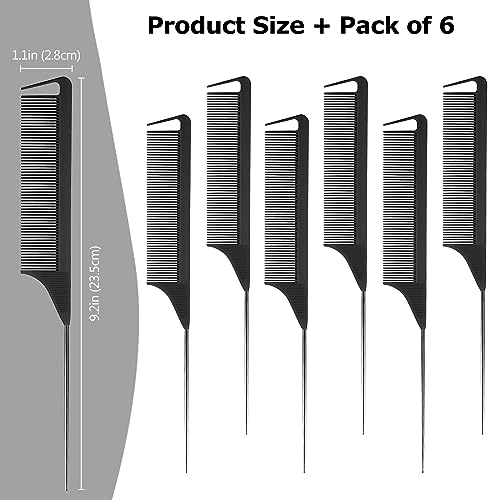 Set de 6 peines metálicos finos para cabello negro miniatura 2