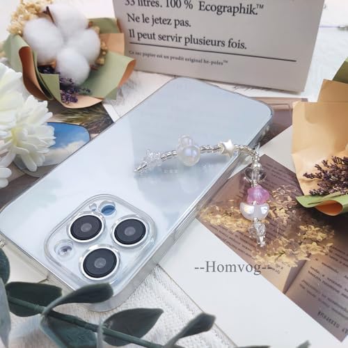 Homvog 1-4PCS Cute Phone Charms Aesthetic Y2K Cell Phone Charms Strap Strawberry Butterfly Star PhoneCharm Y2K Accessories for Bag Keychain Airpods Camera Pendants Decor (2x White Cloud Star) - Thumbnail 4