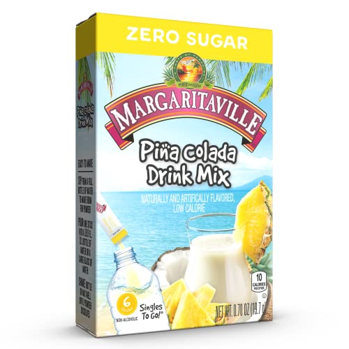 Margaritaville singles to go water drink mix - pina colada flavored, non-alcoholic powder sticks (6 boxes with 6 packets each - 36 total servings), 0.70 ounce (pack of 6)