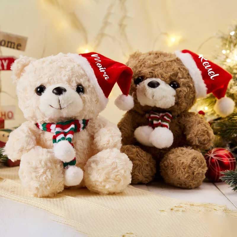 Miniatura 2 de Personalised Christmas Plush Animal Toys, Custom Christmas Teddy Bear 10 Inch,Santa Hat, Soft Plushie, Christmas Gifts For Kids