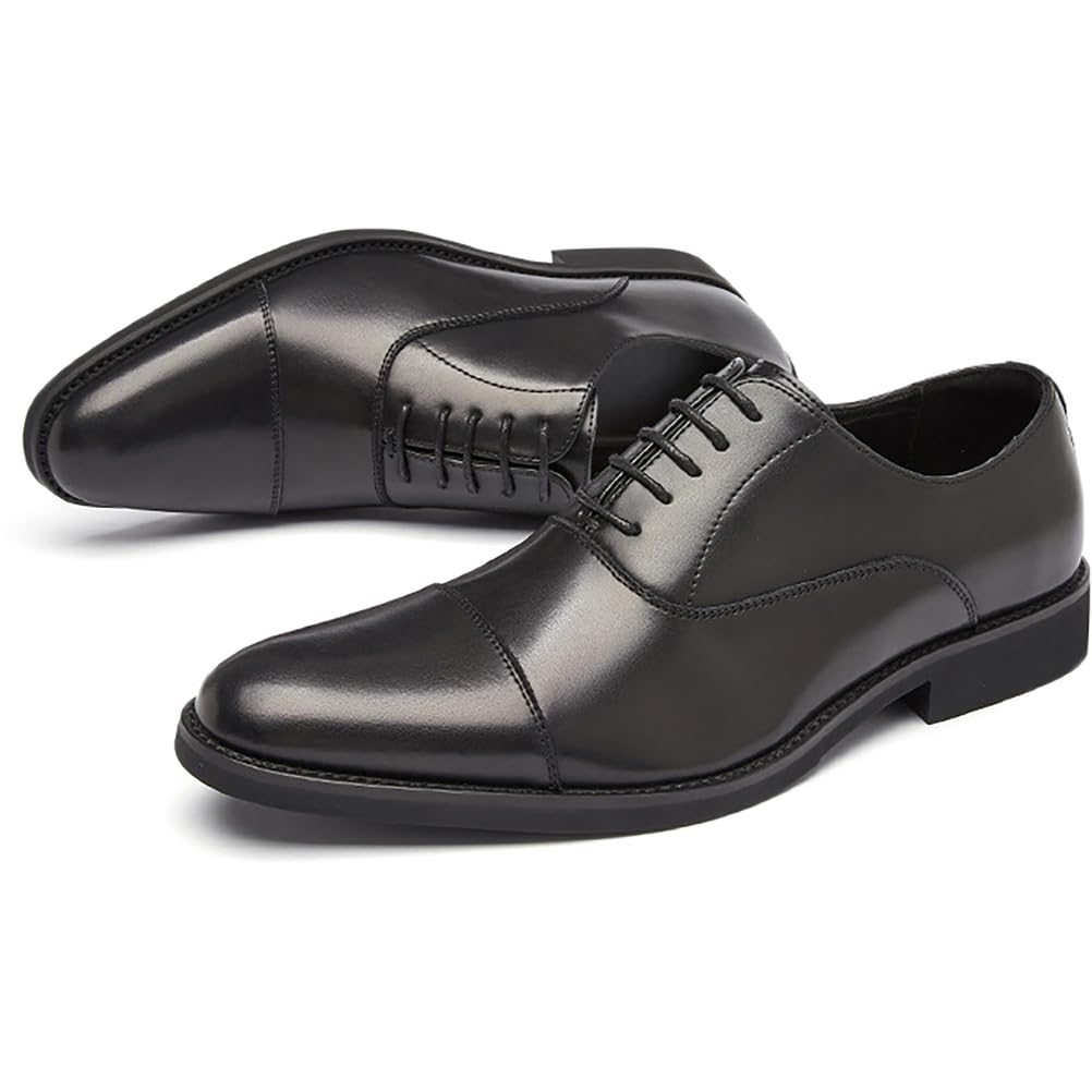 Zapatos de Vestir Formales para Hombre, Oxford Derby para Bodas, oficinas de Negocios, Trabajo, Bailes, clásicos con Cordones Antideslizantes,Negro,43