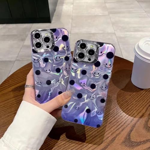 Image of PEEPERLY Back Cover Case for iPhone 13 Pro Max Scratch Resistant Anti-Slip TPU Shockproof Protective Durable Prismatic Smiley Polka Dot Case for Girls & Women