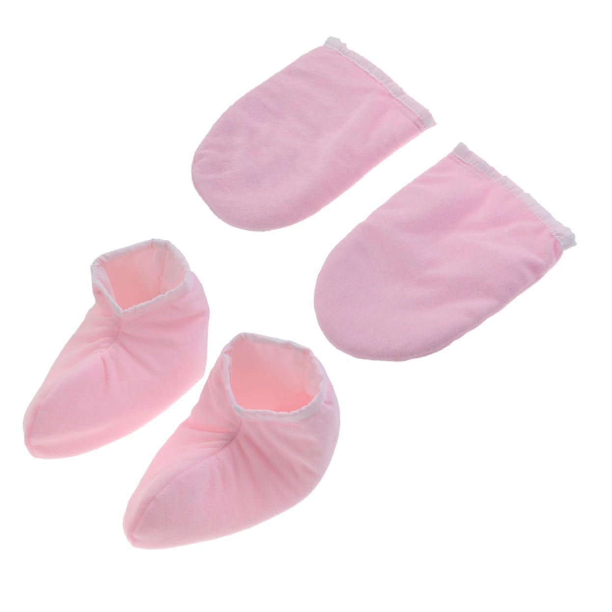 FRCOLOR 4 Paia guanto da bagno copri piedi in paraffina cappello di zucca per adulti cera di paraffina per le guanti copertura per pediluvio Terme rosa