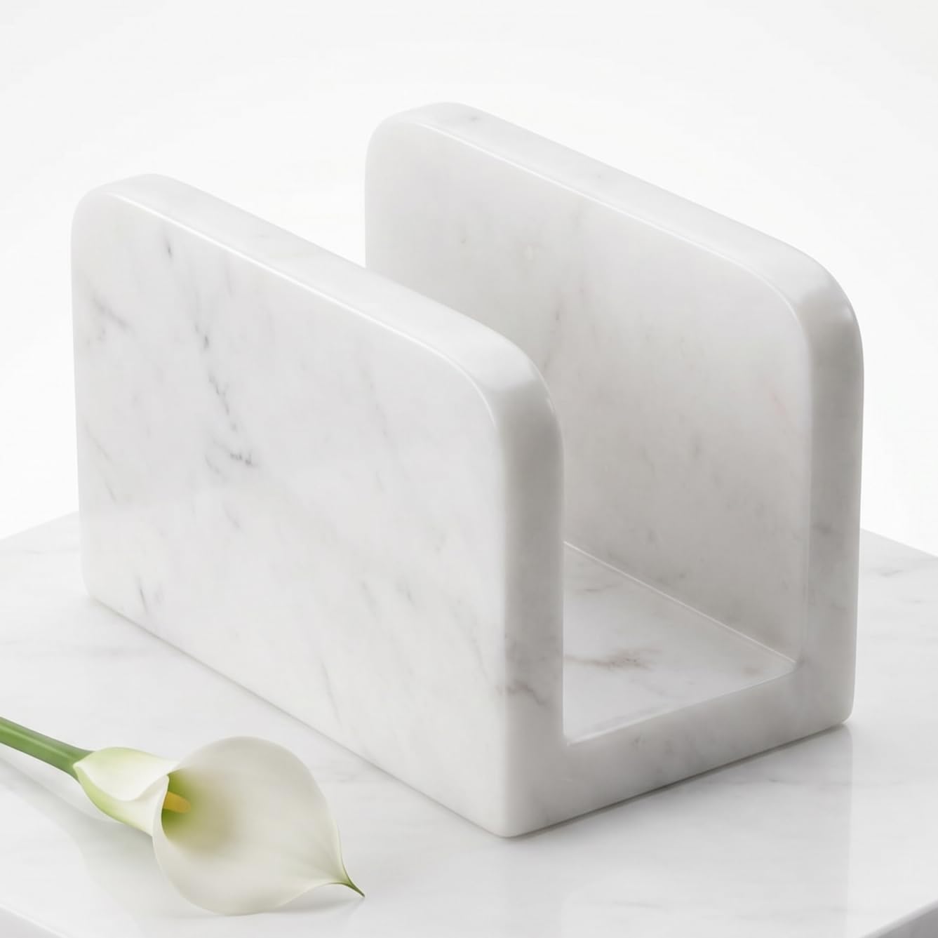 Vanora Natural White Marble Tissue Holder, Napkin Holder, 5x3.5x3 Inch, Rectangle Facial Tissue Paper Box Holder Decorative Organizer for Home and Office Table Decor-picture-10