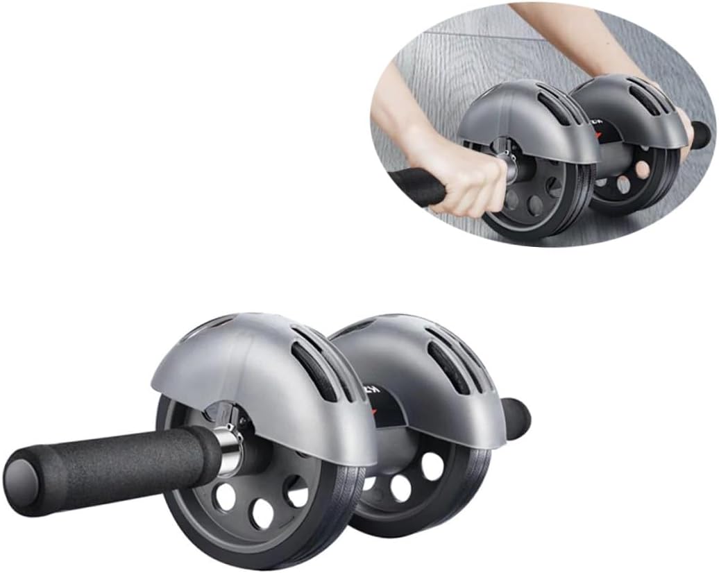 Two-wheeled Abdominal Wheel Roller with Non-slip Handles and Thickened Rubber Rim Automatic Brake for Effective Core Exercise and Strength Training Equipment for Home Use