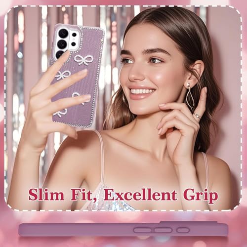 Image of DIZORO for Samsung Galaxy S26 Ultra 5G case,Cute Bow Tie Aesthetic Phone Case,Trendy Slim Hard IMD Shockproof Protective Bumper Designer Phone Back Cover for Women Girls - Wine