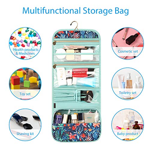 Portable Toiletry Cosmetic Travel Bag, Fintie Large Water Resistant Hanging Makeup Organizer Storage Pouch Case for Women Girls (Jungle Night)
