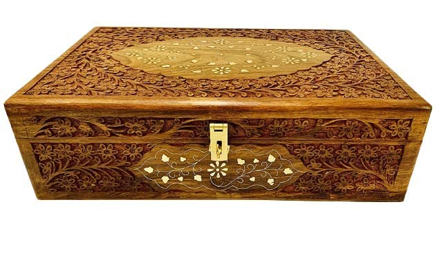 LINQUARD COLLECTION STORE Wooden Jewellery Box Handmade Wooden Premium 12 Inch Handcrafted Rose Wood