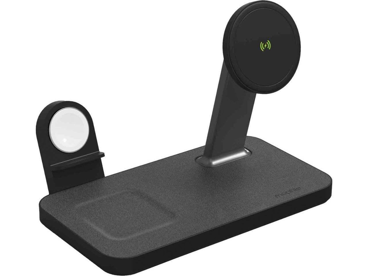 mophie Snap+ - Caricabatterie wireless 3 in 1, 15 W, compatibile con iPhone14, MagSafe e altri telefoni abilitati Qi, AirPods, adattatore per Smart Watch (Apple o Galaxy) (caricatore per orologio non