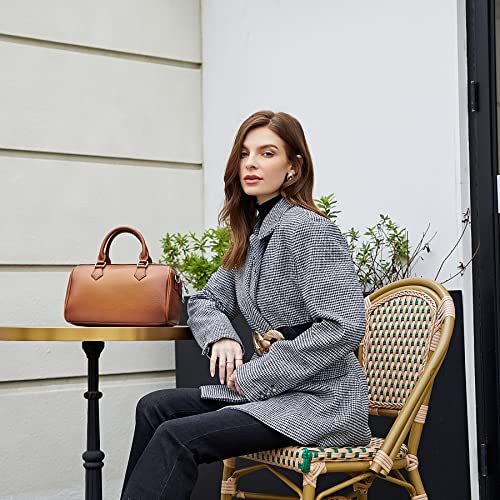 Image of HESHE Leather Crossbody Bags for Women Hobo Shoulder Bag Satchel Handbags | Genuine Leather,Removable Strap,Roomy Shoulder Bags Designer Boston Barrel Purse Ladies Daily Bag Crossbody Purse for Travel