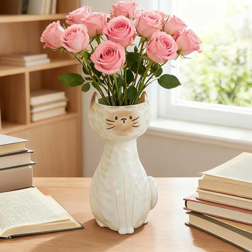 Jarrón de gato para decorar cocinas y apartamentos pequeños con flores secas 3