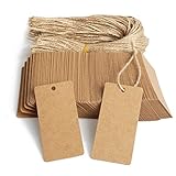 200pcs Kraft Paper Gift Tags with String, Price Tags, Display Label for DIY Project,Gifts Arts and Crafts Wedding Holiday (Brown)