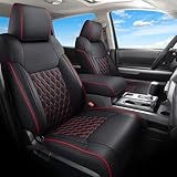 Huidasource Tacoma Truck Seat Covers Custom Fit for Toyota Tacoma 4th Gen(2024-2026) Double&Crew Cab SR SR5 Limited TRD Sport/Off Road Trailhunter, Front & Rear Car Seat Cover(Full Set/Black&Red)
