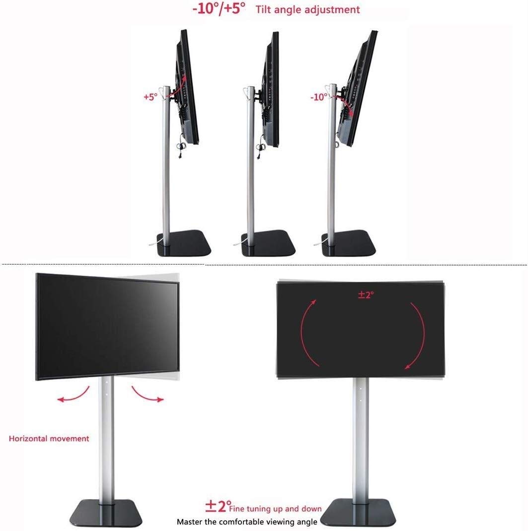 Mobiler Boden-TV-Ständer, 37–60 Zoll flach Gebogene TV-Montagehalterung, neigungsverstellbarer TV-Ständer mit Sockel, für Zuhause und Büro