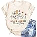 Spread Kindness Like Wildflower T-Shirt Women Casual Inspirational Teacher Be Kind Shirt Plant Lover Tee Tops-Beige XL